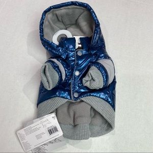 Pet Life metallic blue 3M technology hooded coat